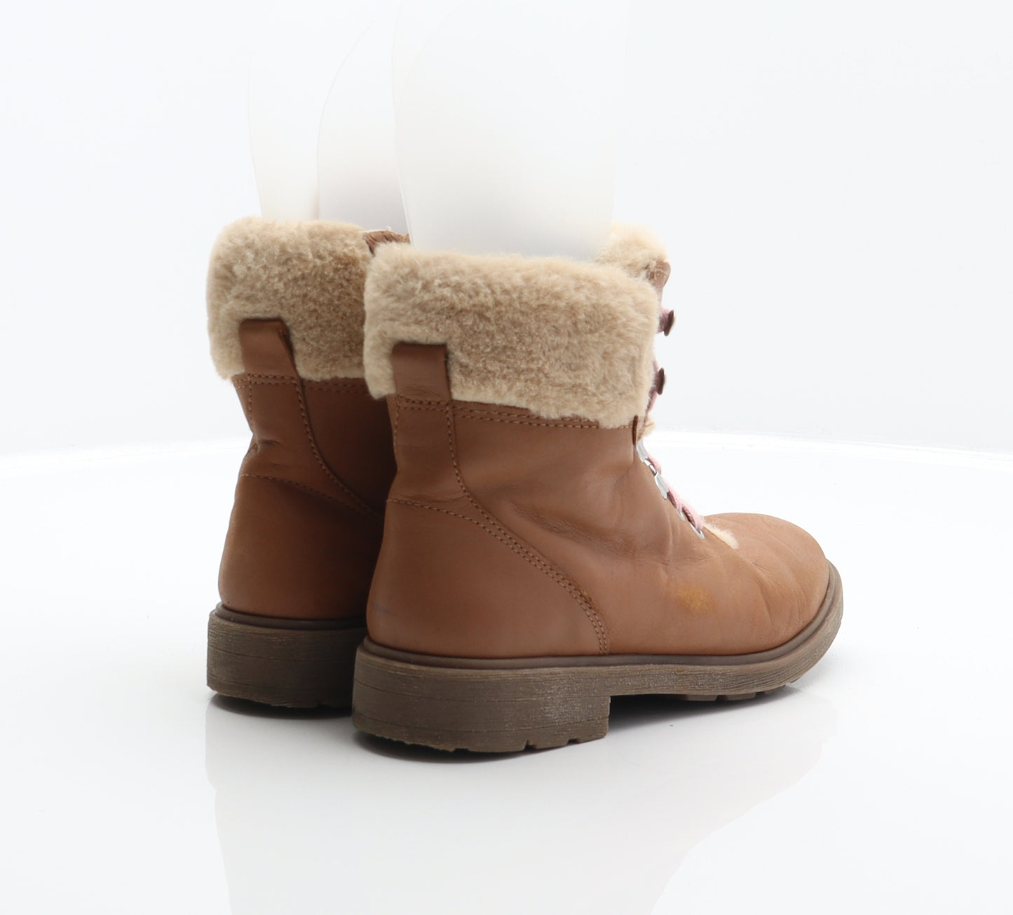 Clarks Girls Brown Leather Combat Boot UK 13 32
