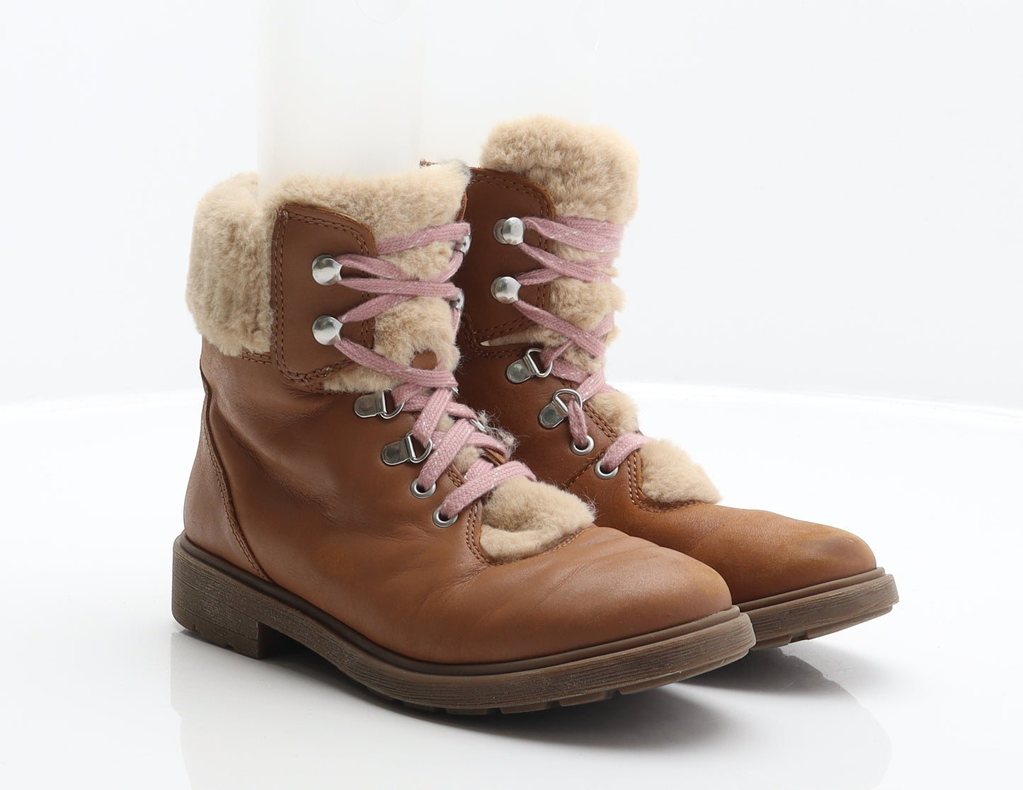 Clarks Girls Brown Leather Combat Boot UK 13 32