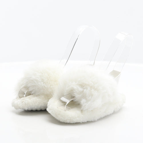 Preworn Girls White Polyester Slip On Slipper UK 8
