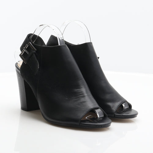 Dunnes Womens Black Leather Slingback Heel UK 6.5 40