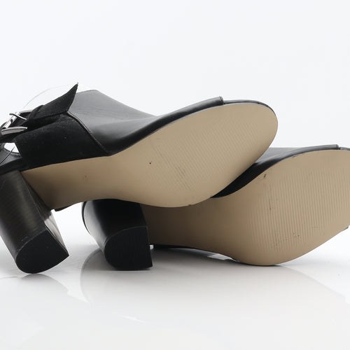 Dunnes Womens Black Leather Slingback Heel UK 6.5 40