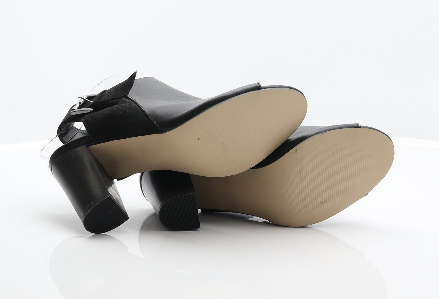 Dunnes Womens Black Leather Slingback Heel UK 6.5 40