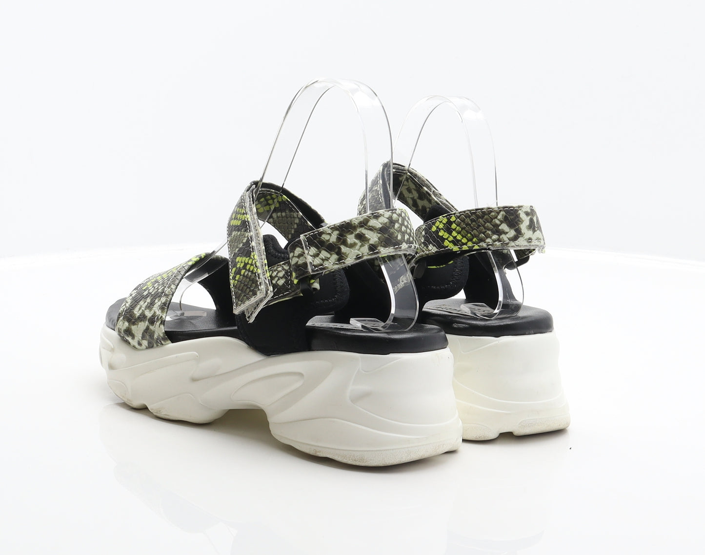 Steve Madden Womens Green Animal Print Synthetic Strappy Sandal UK 4 37 - Snake print