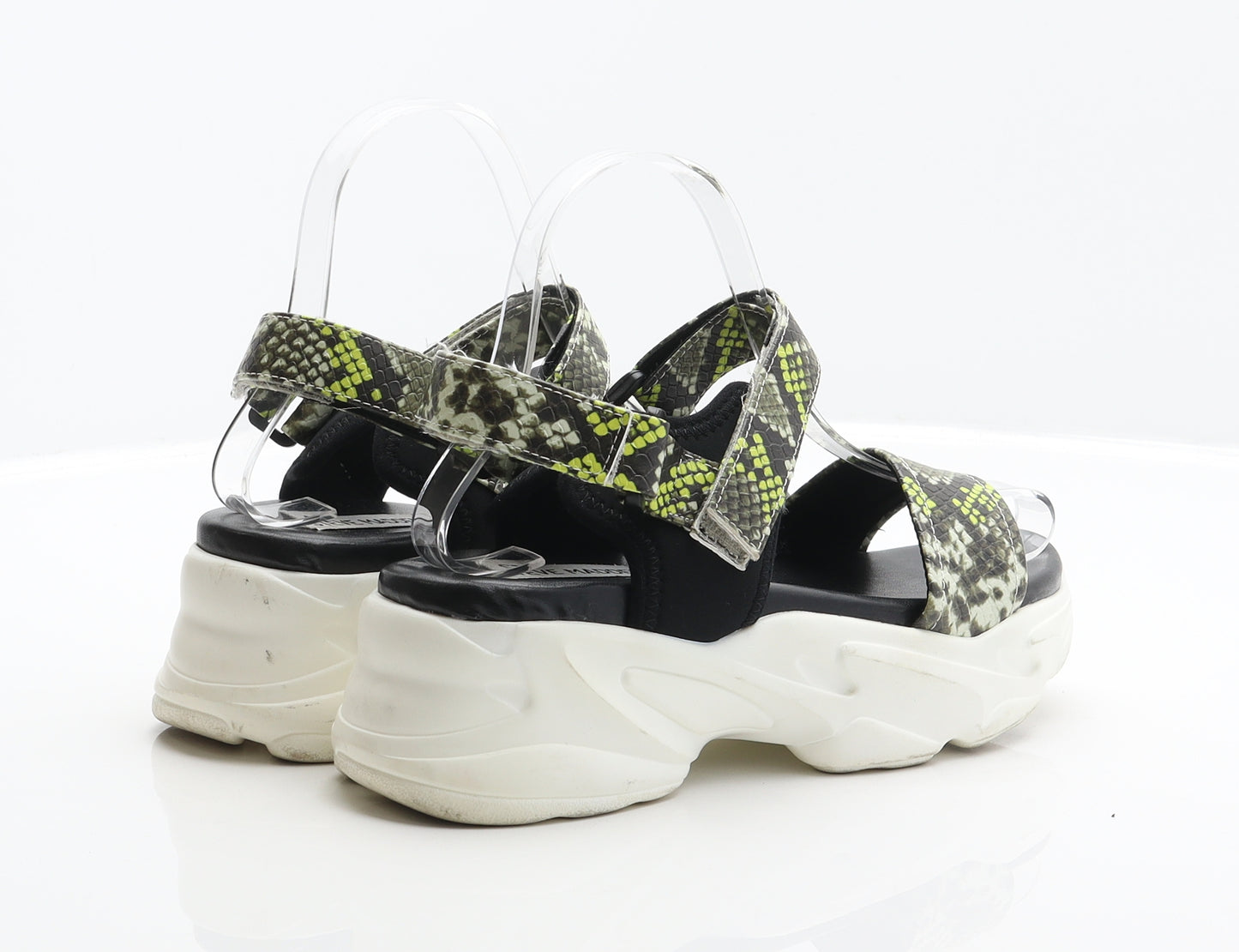 Steve Madden Womens Green Animal Print Synthetic Strappy Sandal UK 4 37 - Snake print
