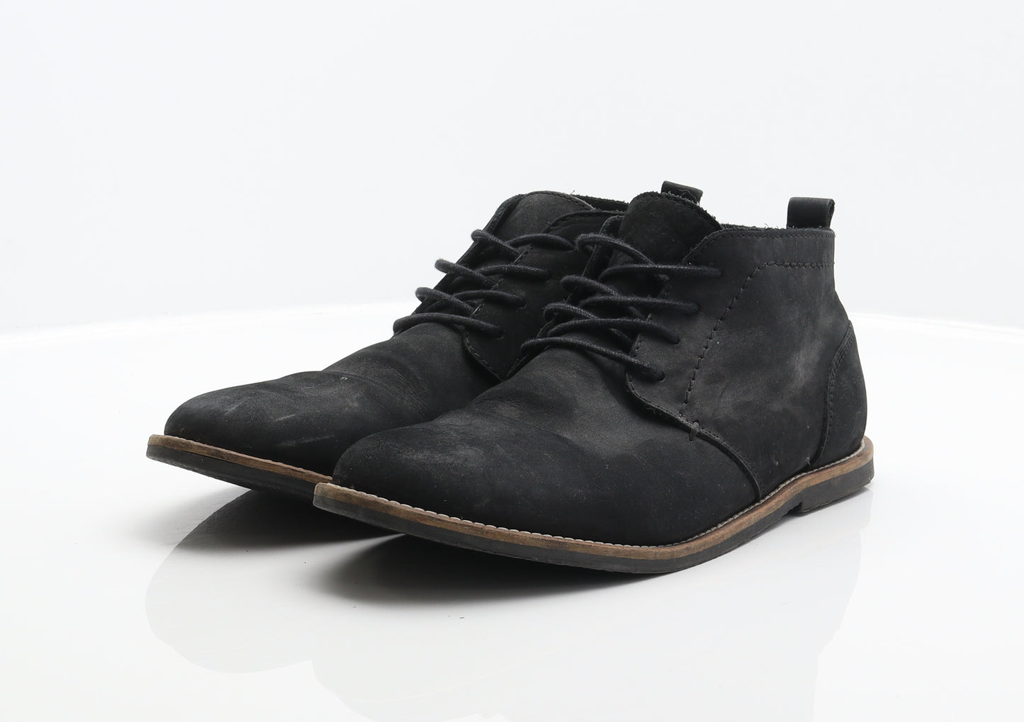 River Island Mens Black Leather Desert Boot UK 10 44