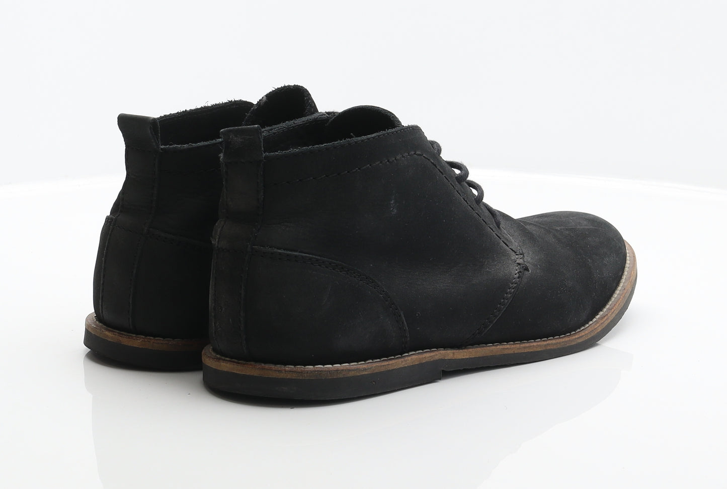 River Island Mens Black Leather Desert Boot UK 10 44