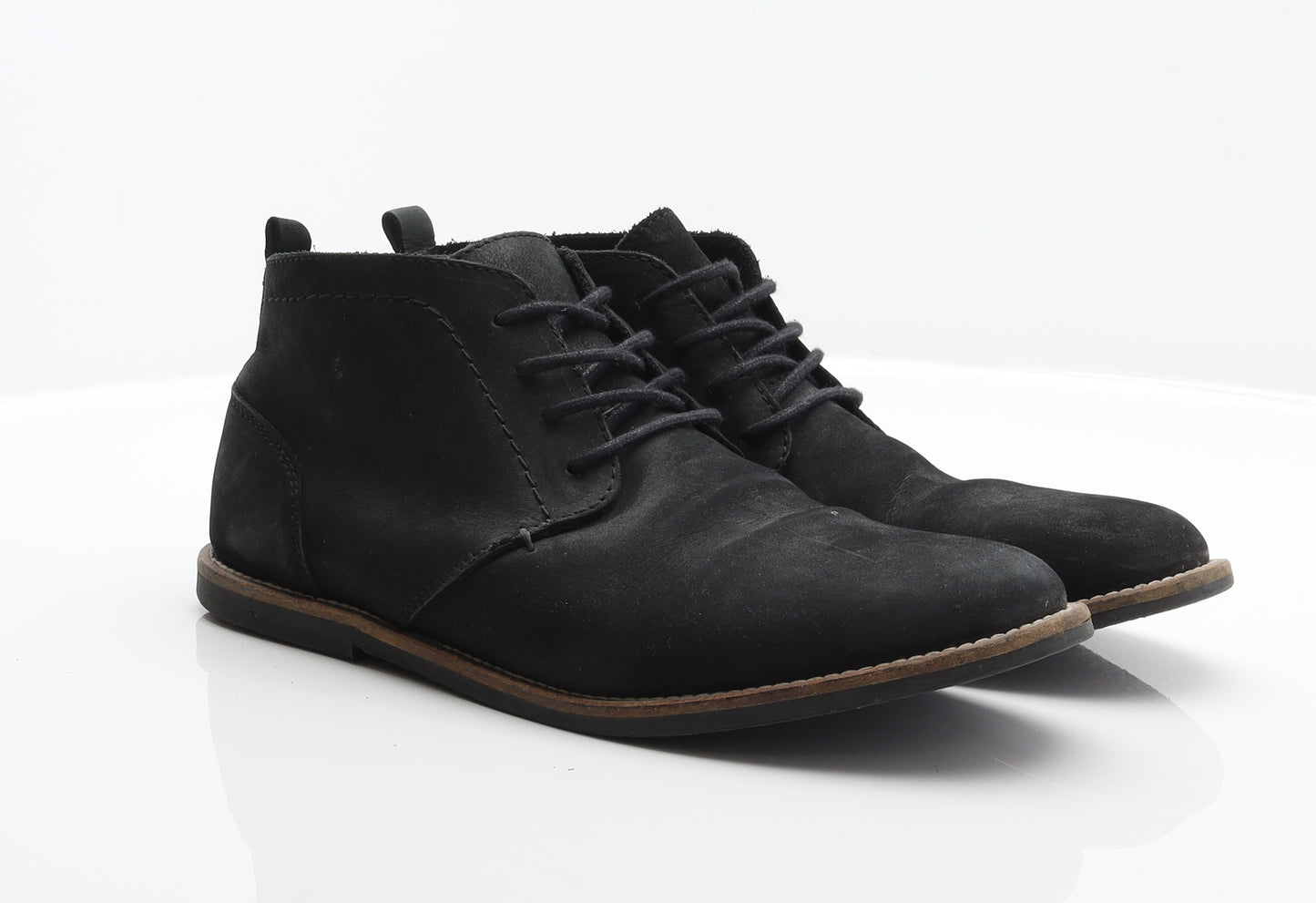 River Island Mens Black Leather Desert Boot UK 10 44