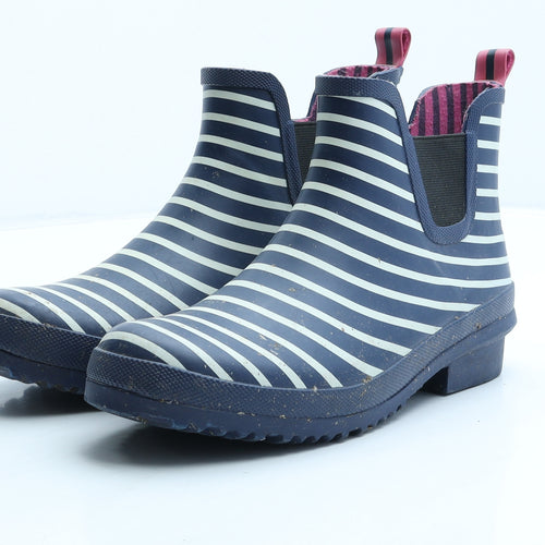 Avenue Womens Blue Striped Rubber Wellies Boot UK 5