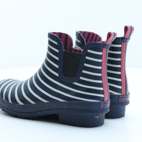 Avenue Womens Blue Striped Rubber Wellies Boot UK 5