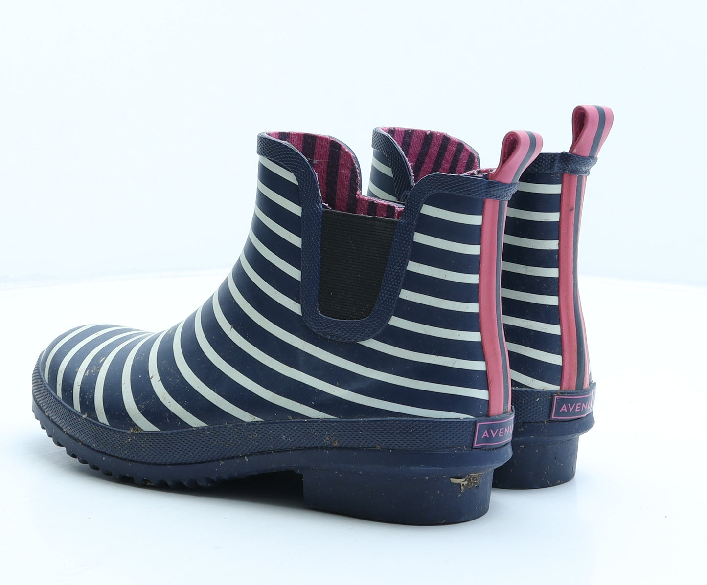Avenue Womens Blue Striped Rubber Wellies Boot UK 5