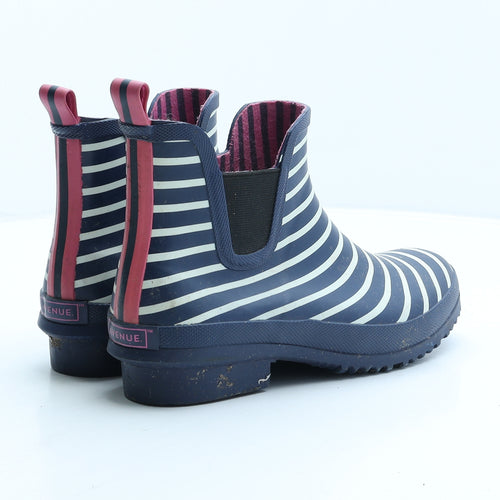 Avenue Womens Blue Striped Rubber Wellies Boot UK 5