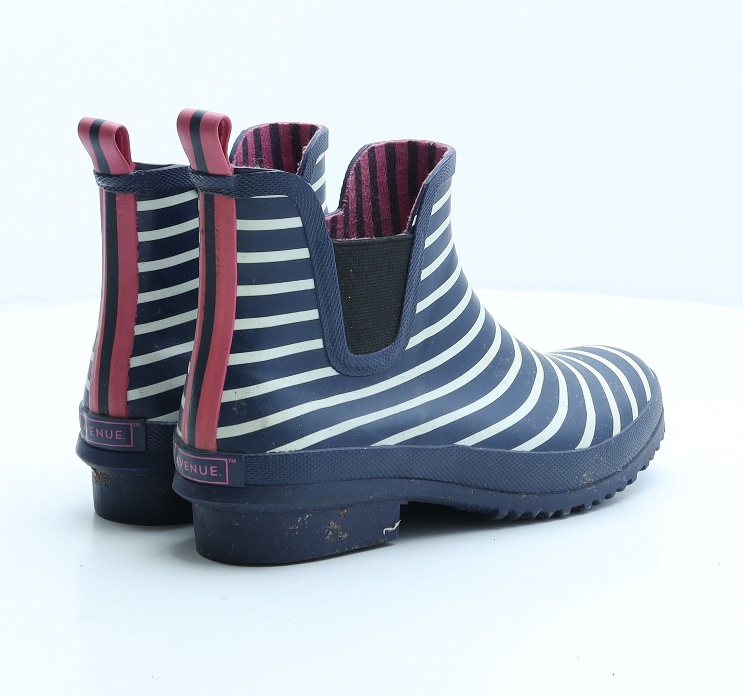 Avenue Womens Blue Striped Rubber Wellies Boot UK 5