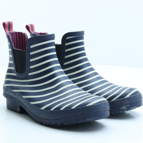 Avenue Womens Blue Striped Rubber Wellies Boot UK 5