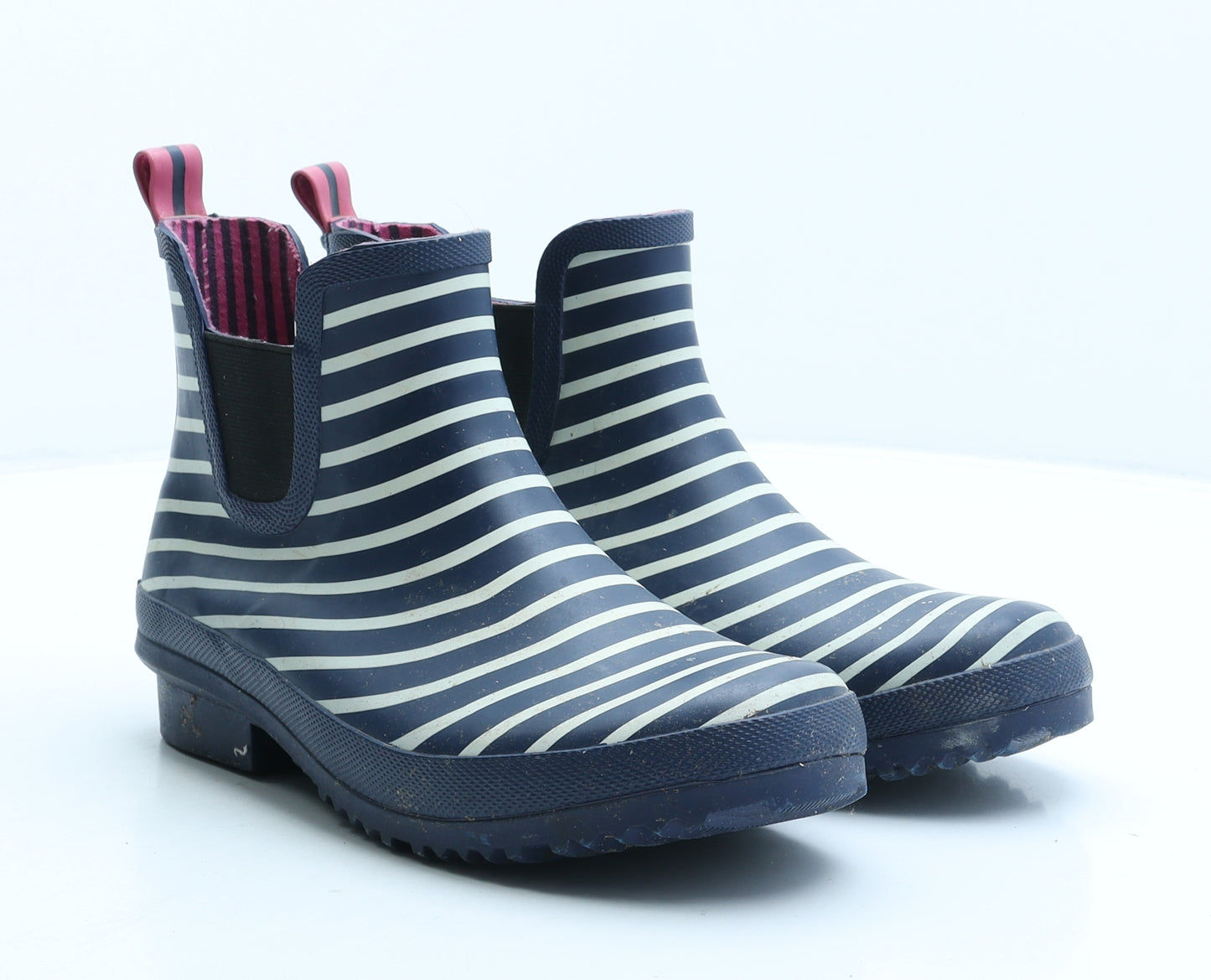 Avenue Womens Blue Striped Rubber Wellies Boot UK 5