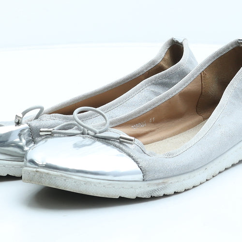 LA Bottine Womens Silver Leather Ballet Flat UK 8