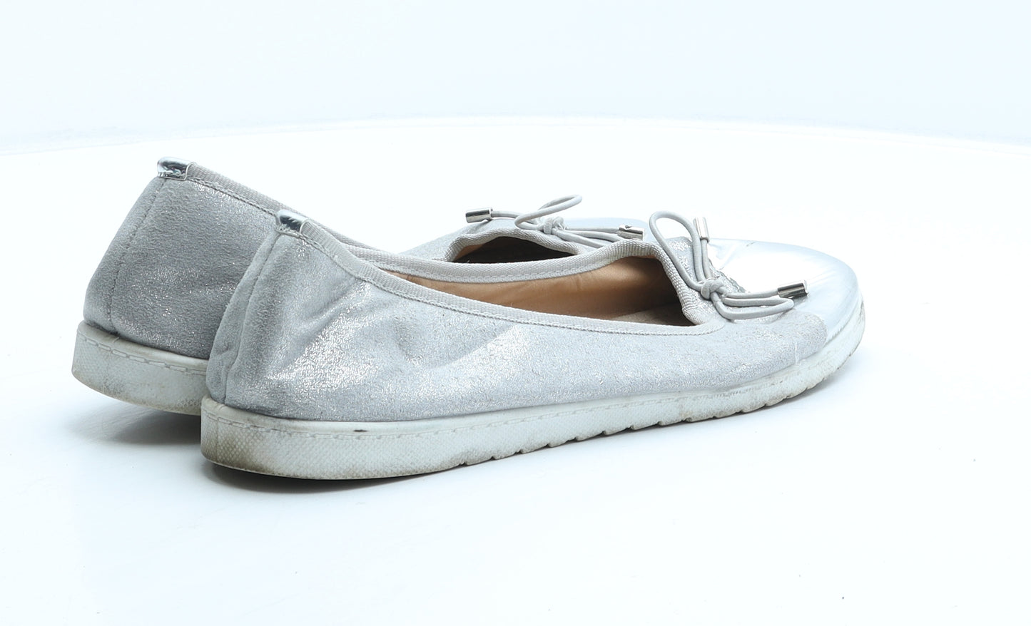 LA Bottine Womens Silver Leather Ballet Flat UK 8