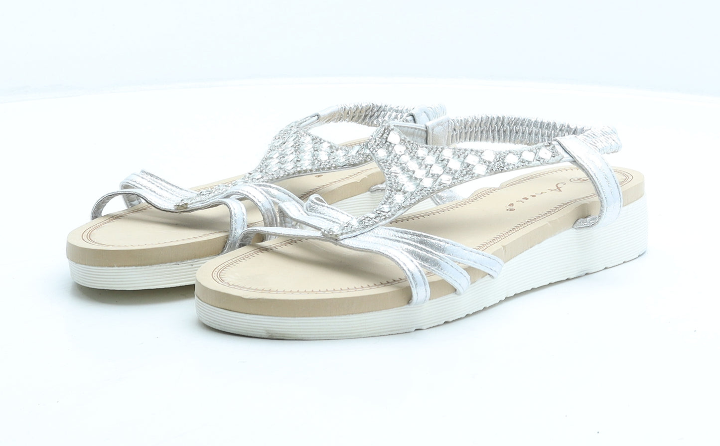 Anesia Womens Silver Polyester Strappy Sandal UK 6 36