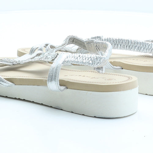 Anesia Womens Silver Polyester Strappy Sandal UK 6 36