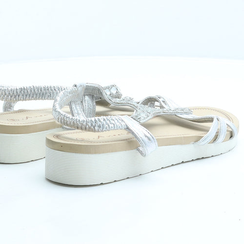 Anesia Womens Silver Polyester Strappy Sandal UK 6 36