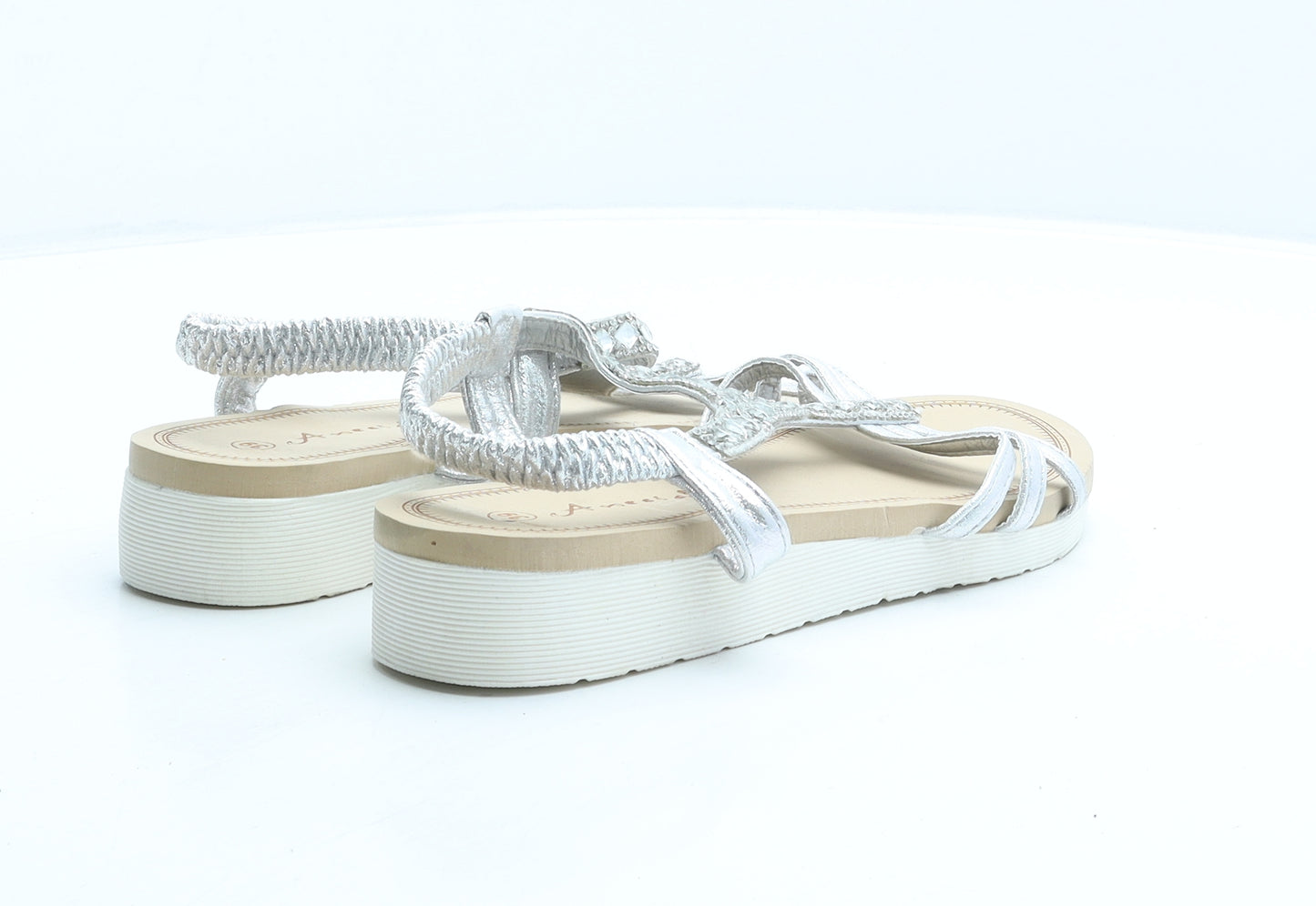 Anesia Womens Silver Polyester Strappy Sandal UK 6 36