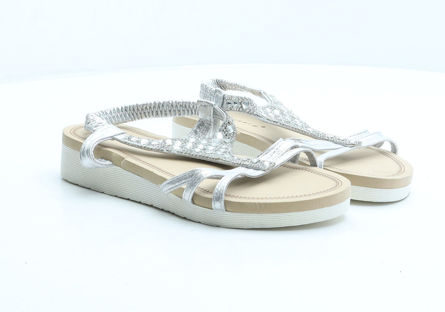 Anesia Womens Silver Polyester Strappy Sandal UK 6 36