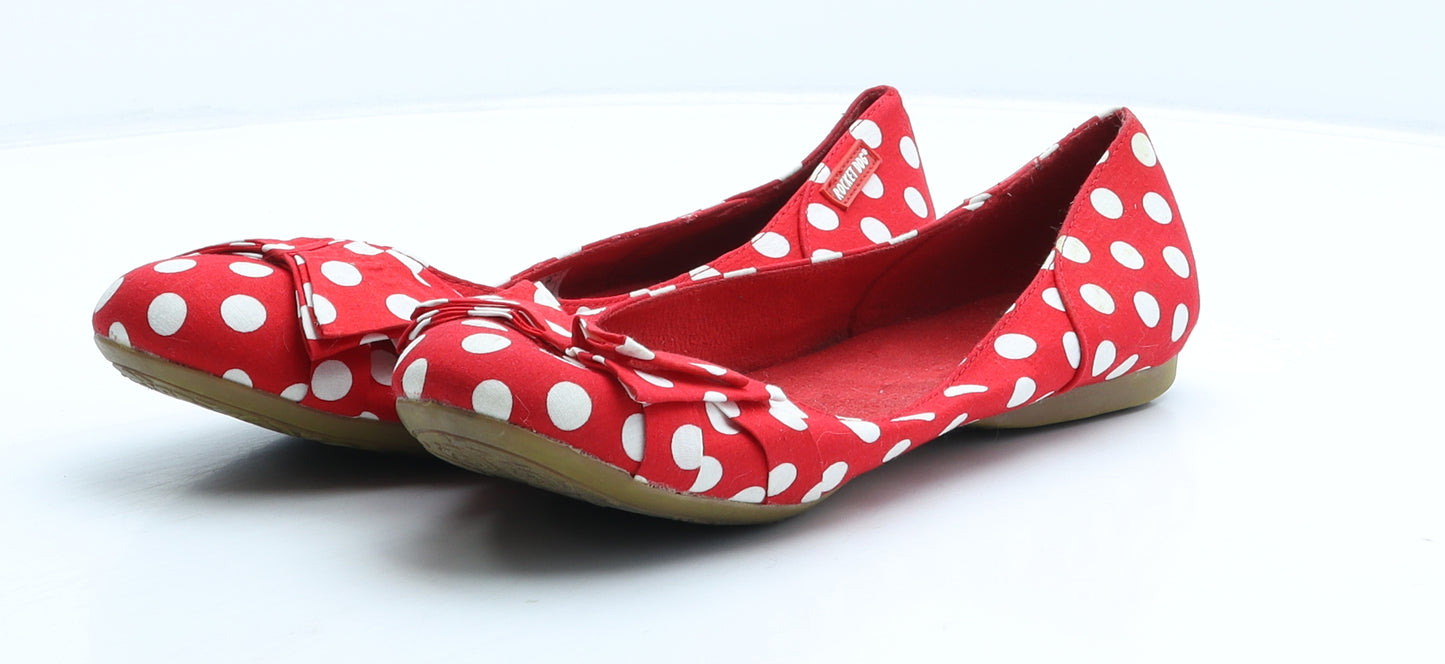 Rocket Dog Womens Red Polka Dot Fabric Ballet Flat UK 8