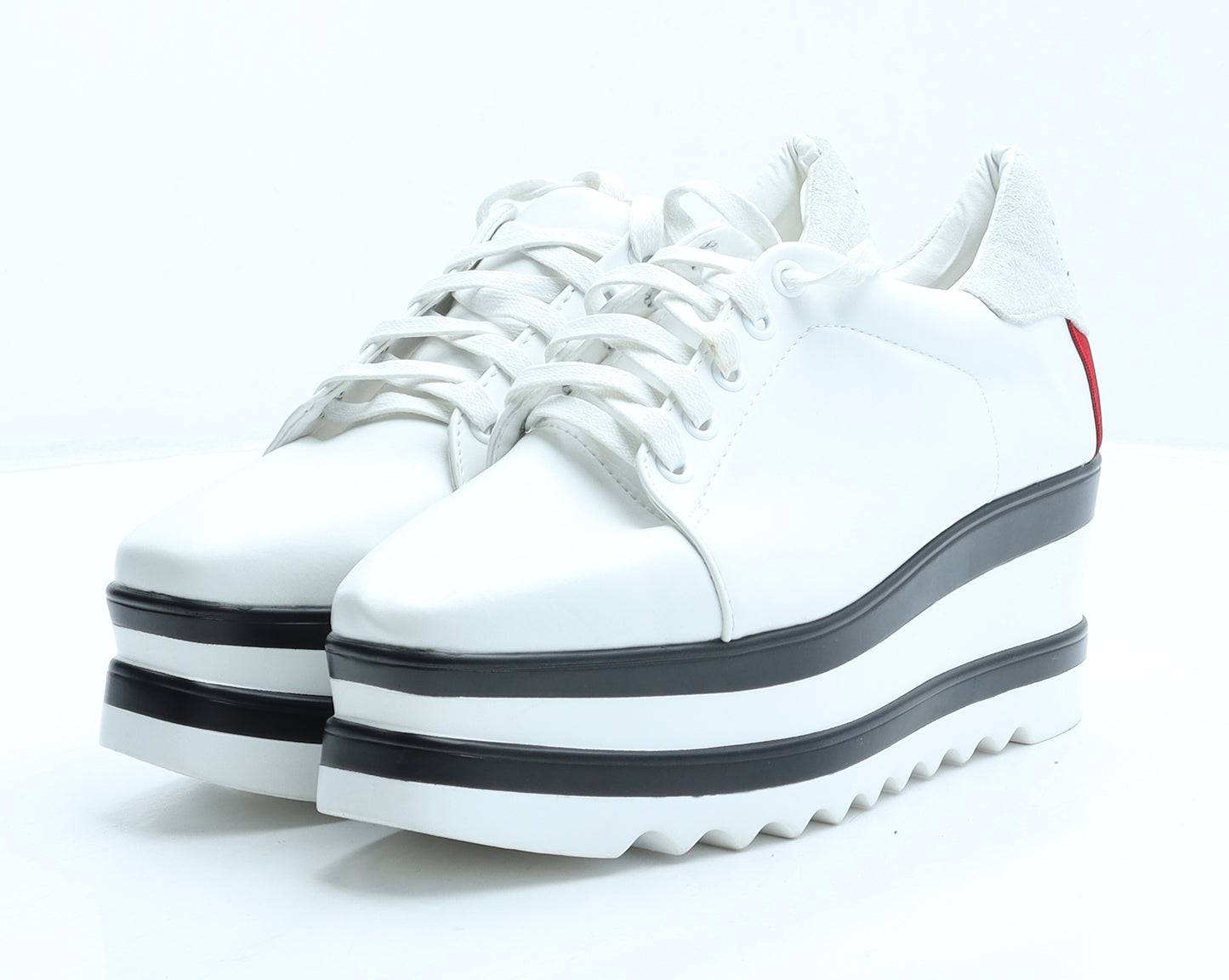 Preworn Womens White Colourblock Synthetic Trainer Casual UK 6 39 - Platform