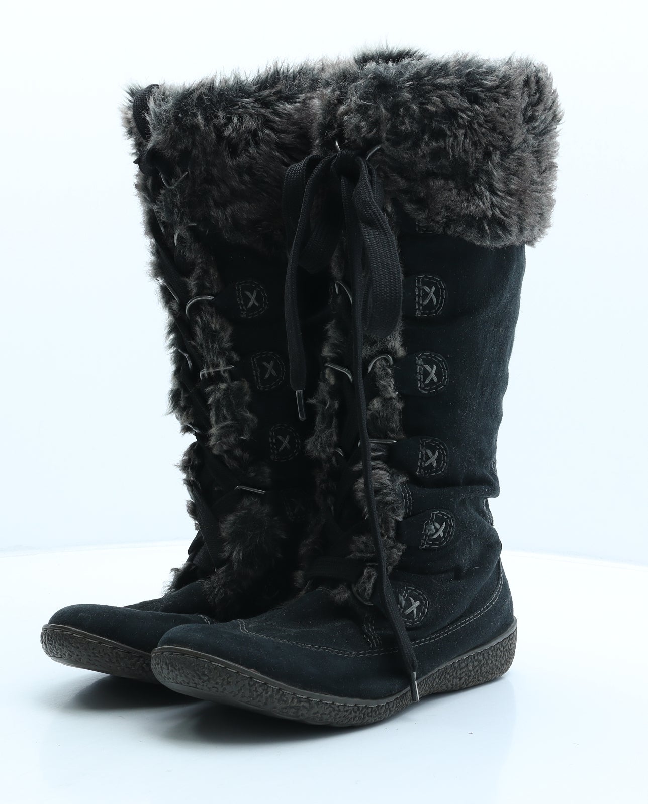 Marks and Spencer Womens Black Synthetic Shearling Style Boot UK 6
