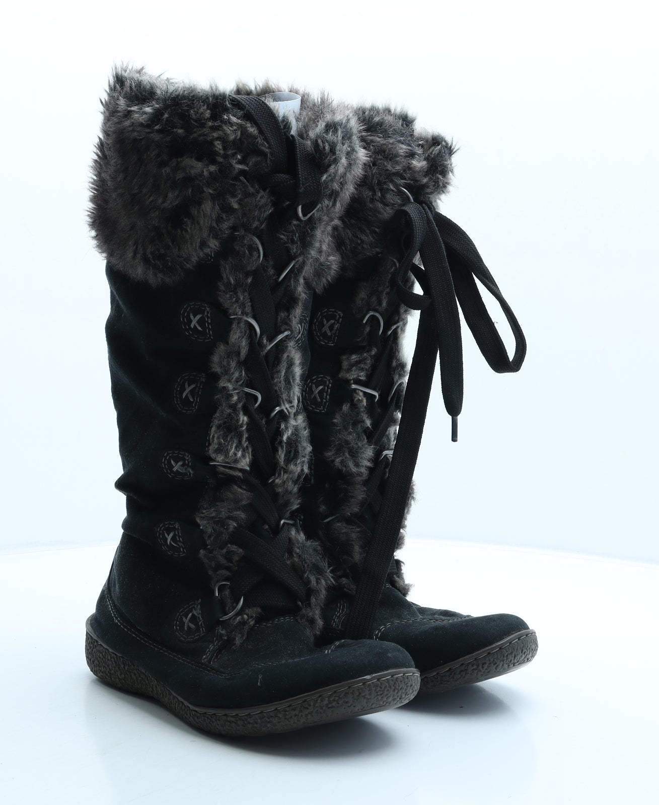 Marks and Spencer Womens Black Synthetic Shearling Style Boot UK 6
