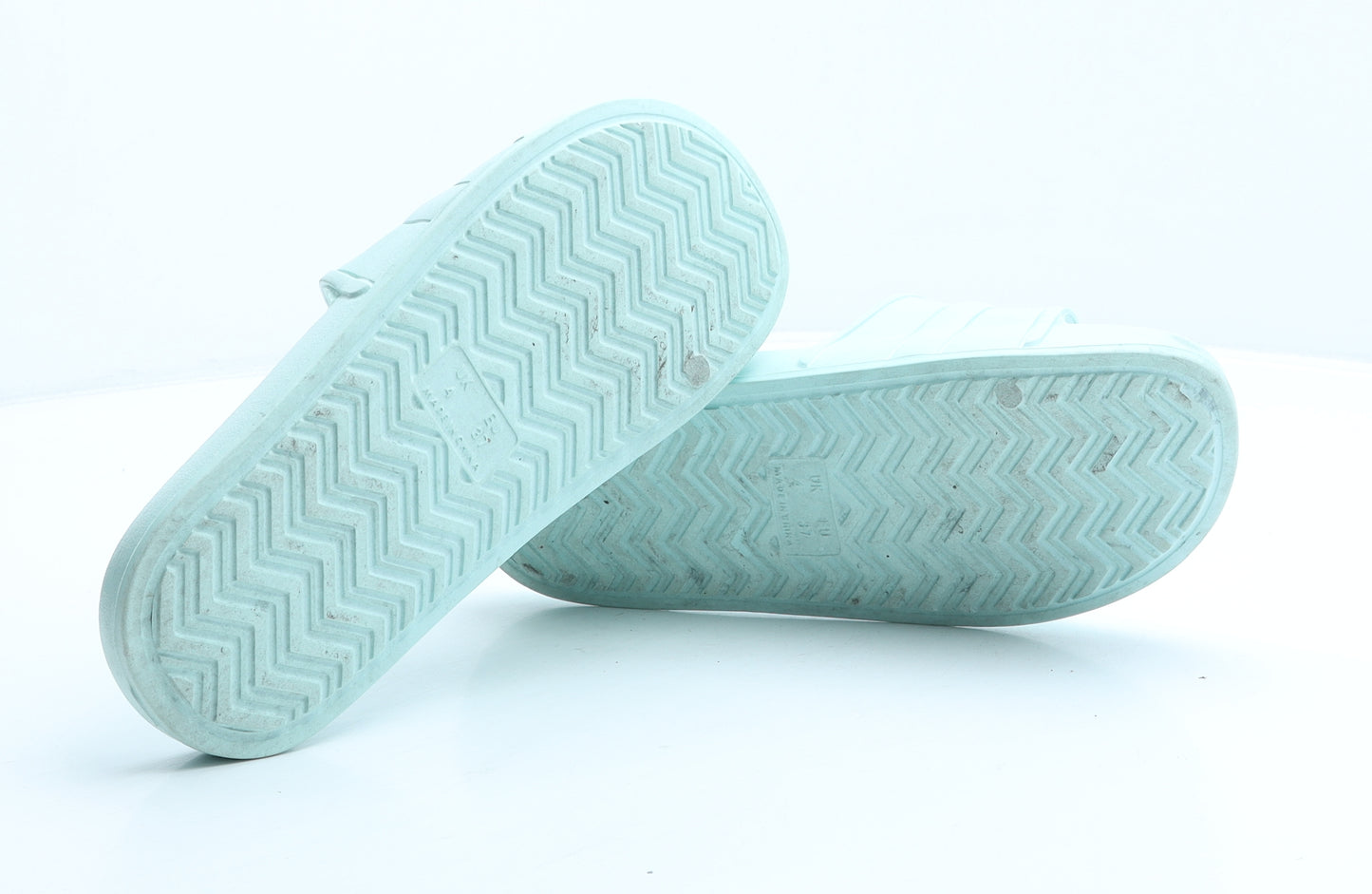 Preworn Womens Green Rubber Slider Sandal UK 4