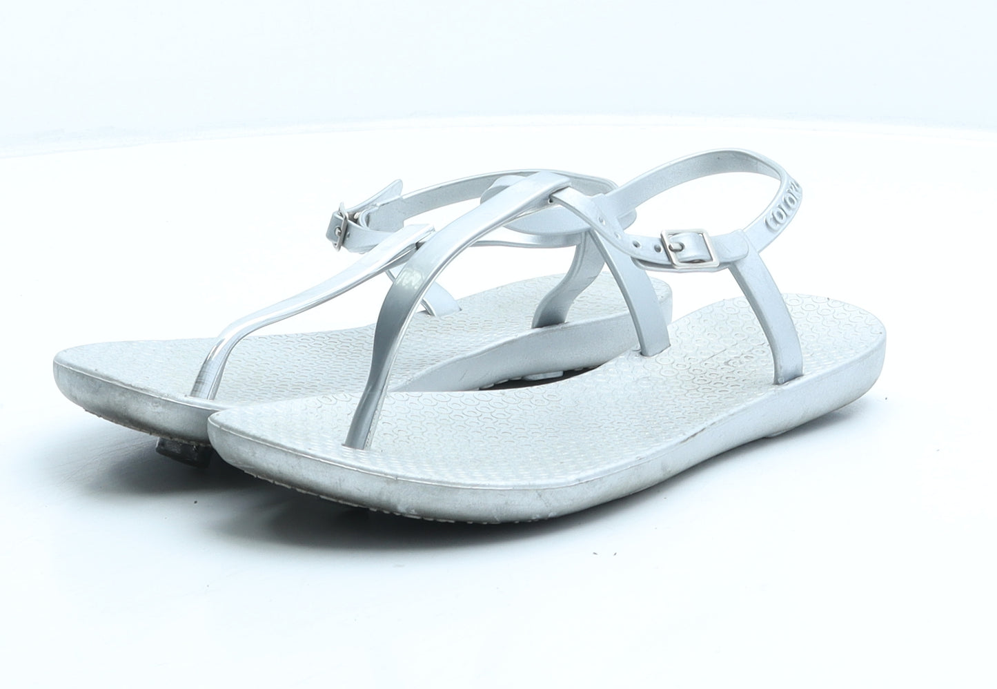 coloko Womens Silver Rubber Strappy Sandal UK 4