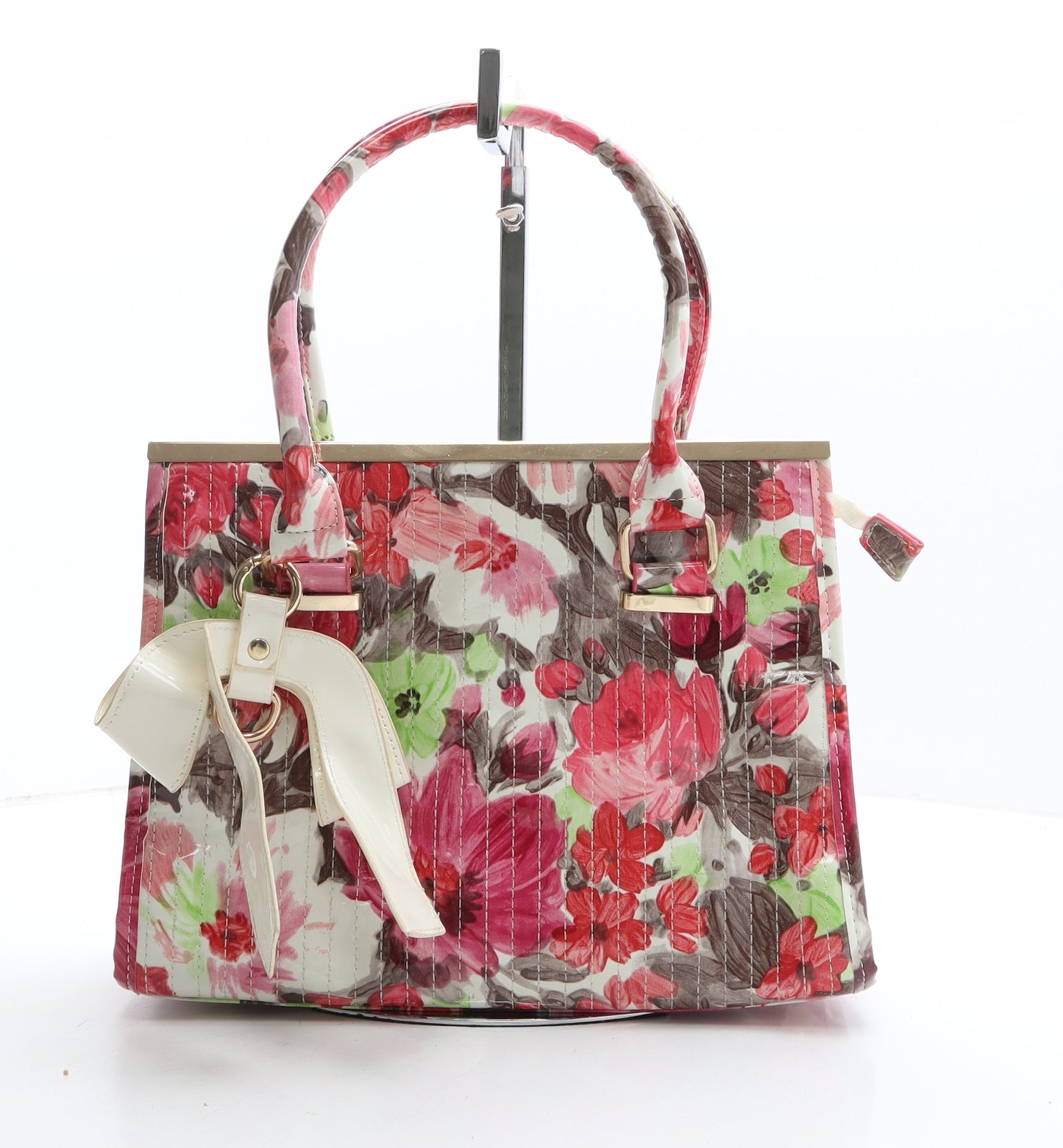 Preworn Womens Multicoloured Floral Polyethylene Hobo Bag Size Medium