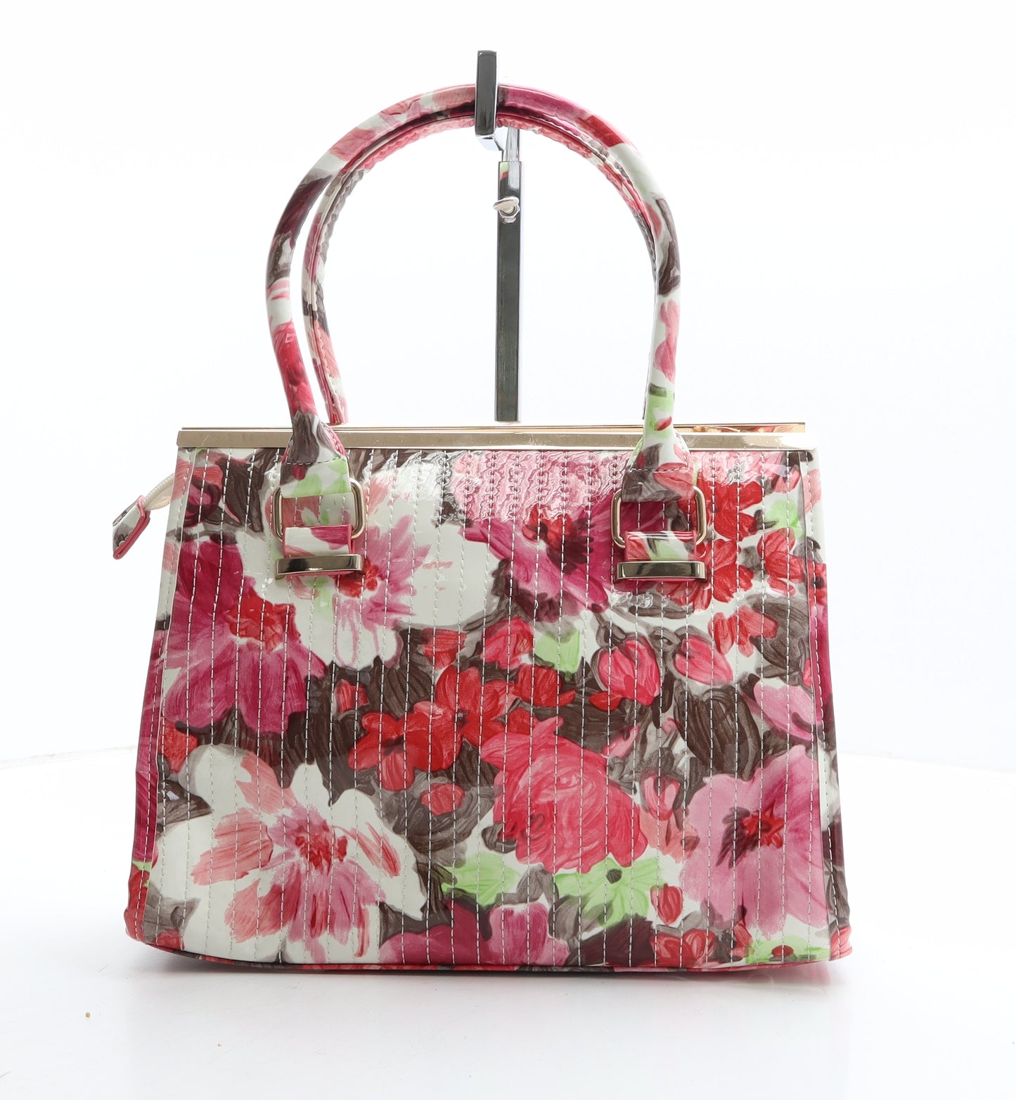 Preworn Womens Multicoloured Floral Polyethylene Hobo Bag Size Medium