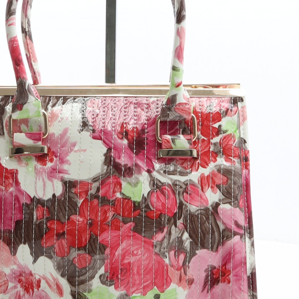 Preworn Womens Multicoloured Floral Polyethylene Hobo Bag Size Medium