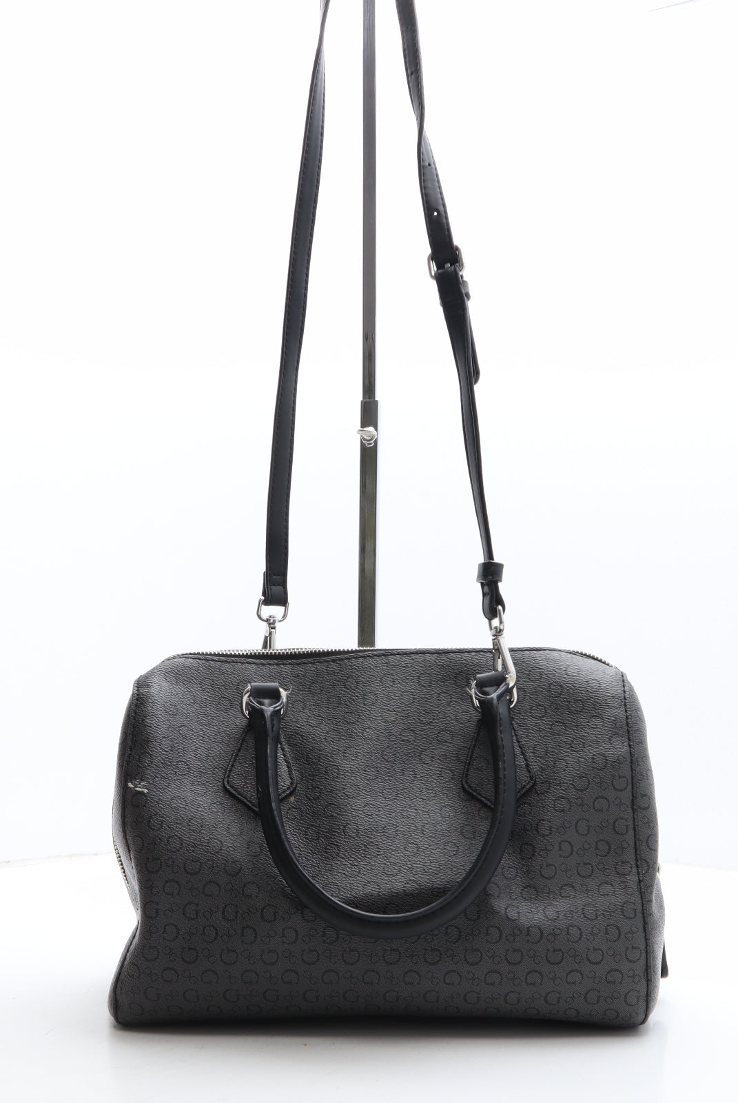 GUESS Womens Grey Geometric Polyethylene Hobo Bag Size Medium