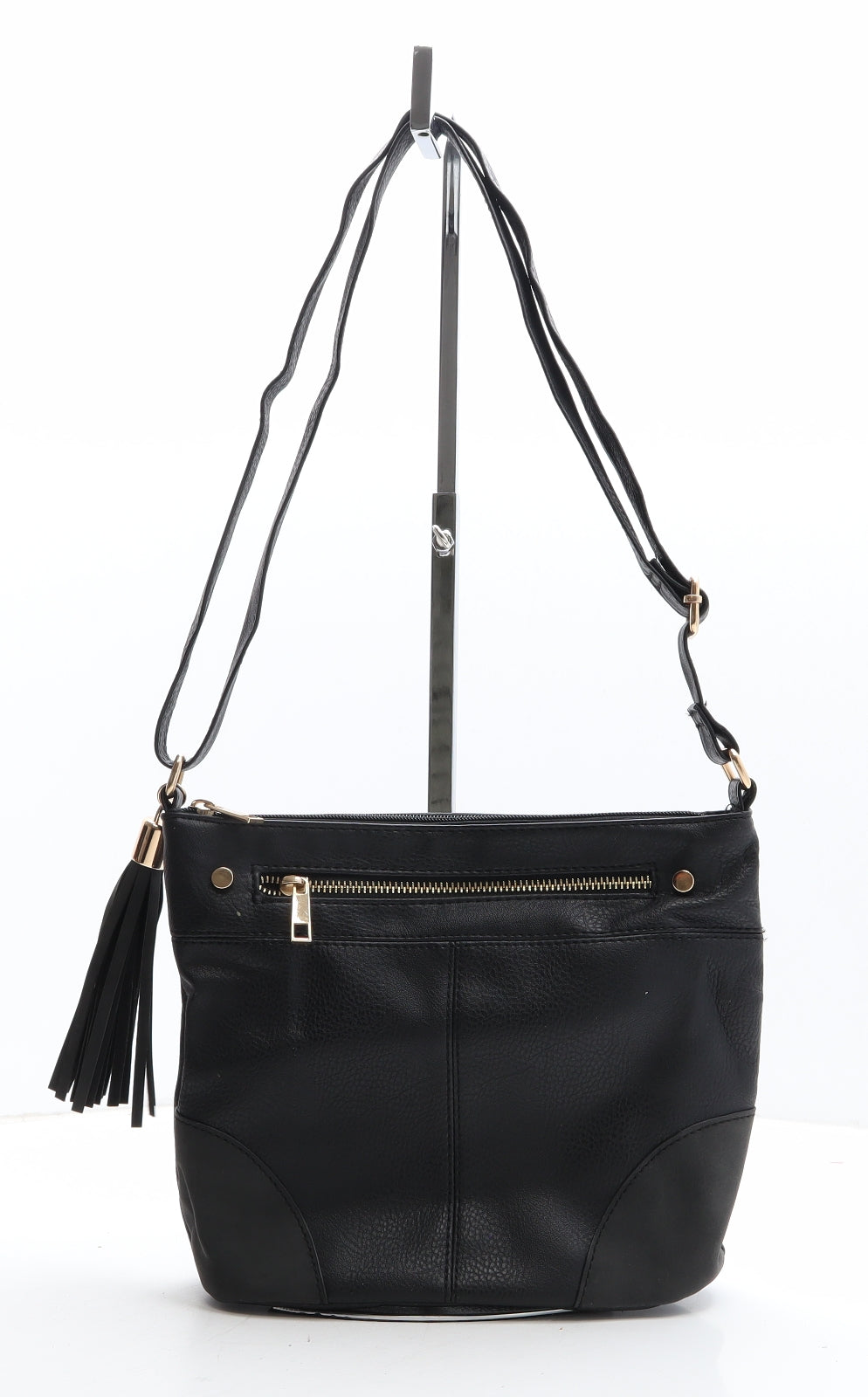 Peacocks Womens Black Polyethylene Saddle Bag Size Small