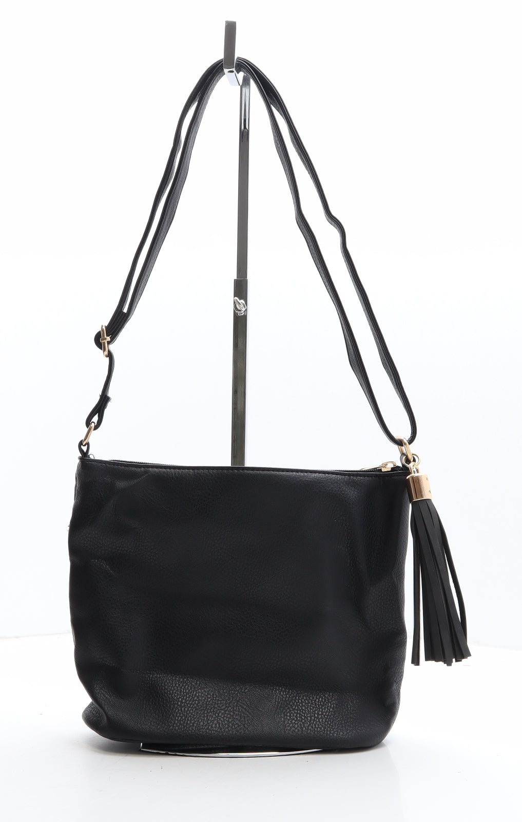 Peacocks Womens Black Polyethylene Saddle Bag Size Small