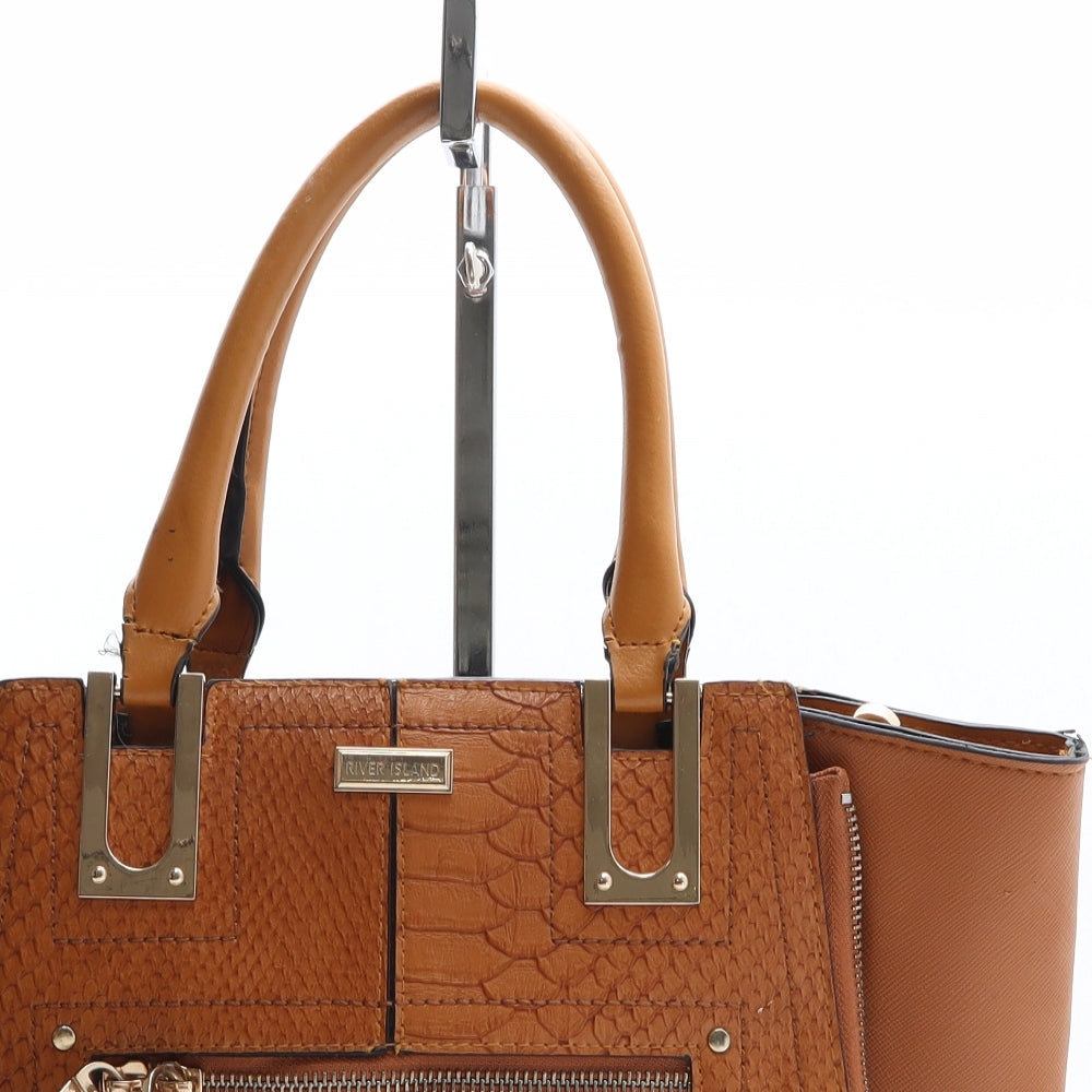 River Island Womens Brown Animal Print Polyethylene Shoulder Bag Size Medium