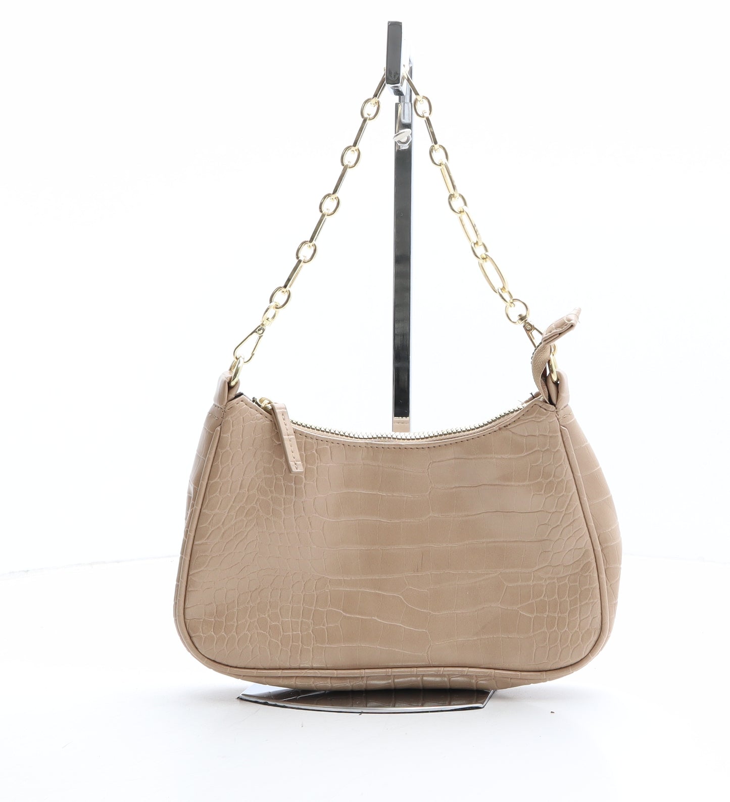 Primark Womens Beige Polyethylene Top Handle Bag Size Small - Croc Texture