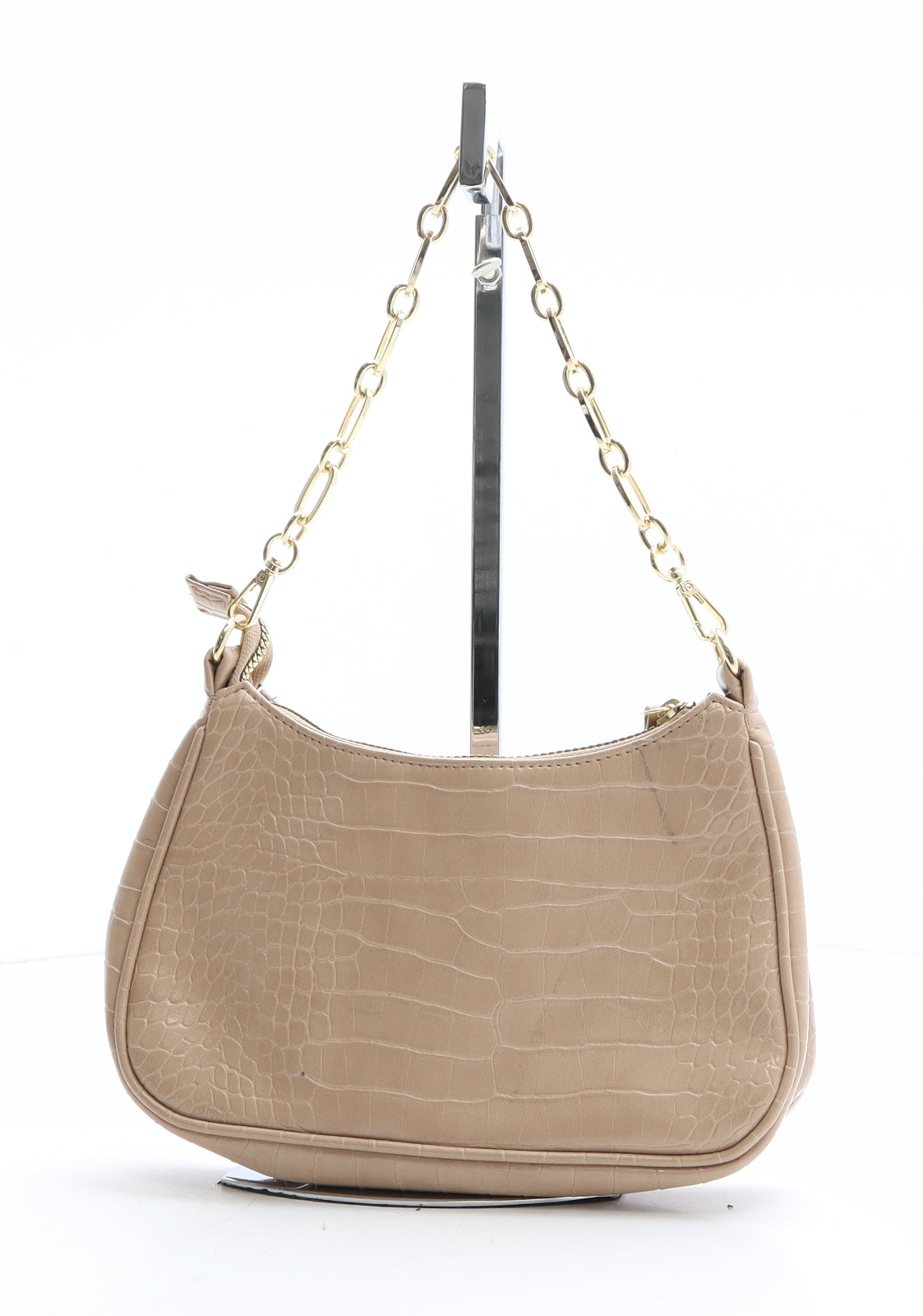 Primark Womens Beige Polyethylene Top Handle Bag Size Small - Croc Texture