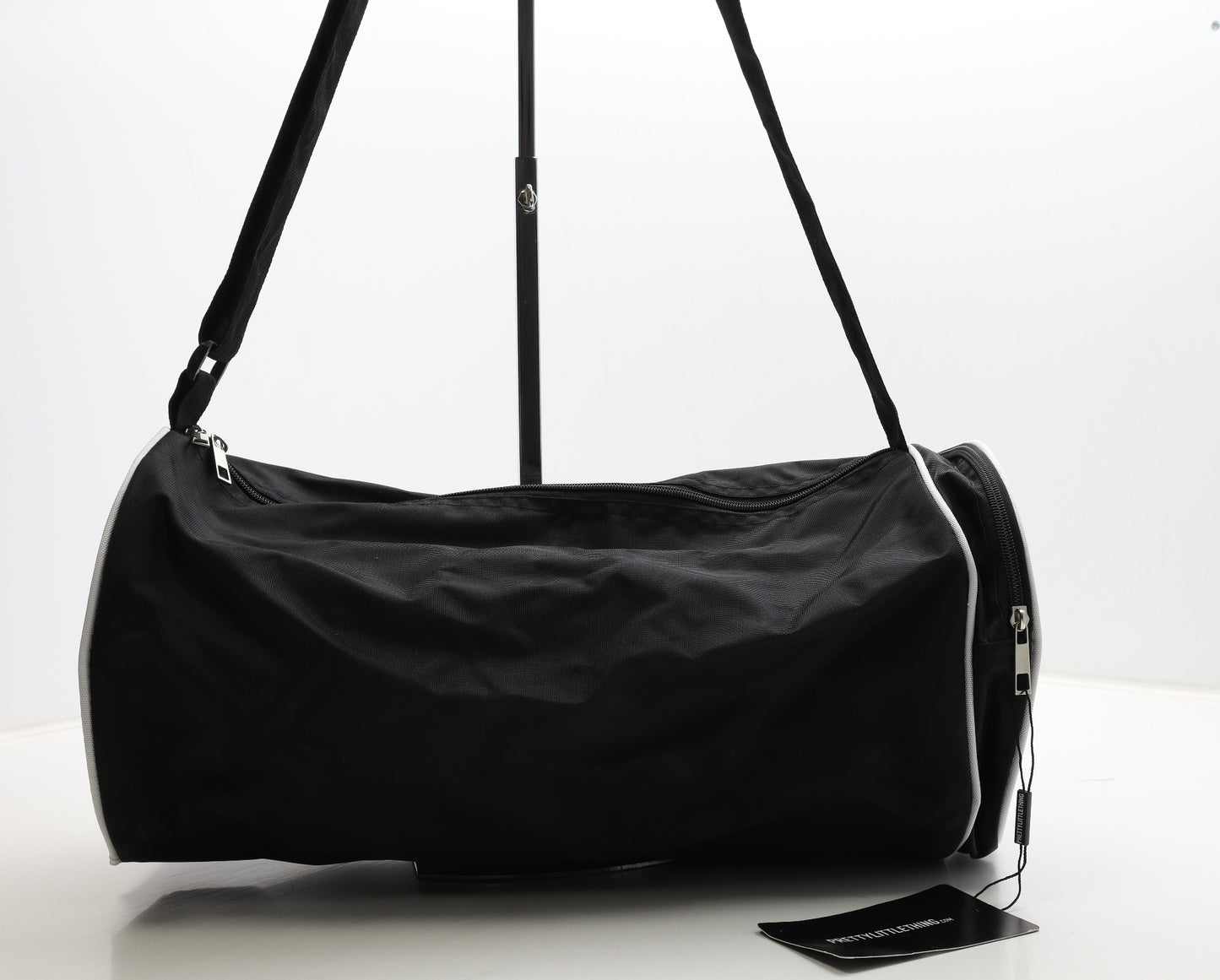 PRETTYLITTLETHING Womens Black Logo Polyester Duffle Size Large