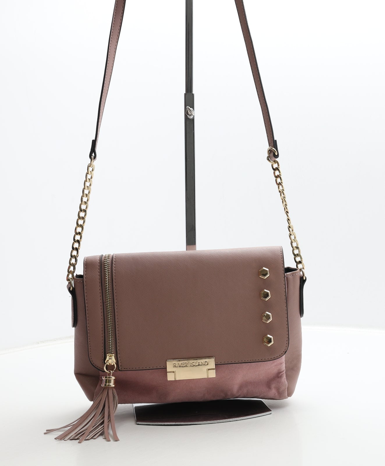 River Island Womens Pink Polyurethane Crossbody Size Small