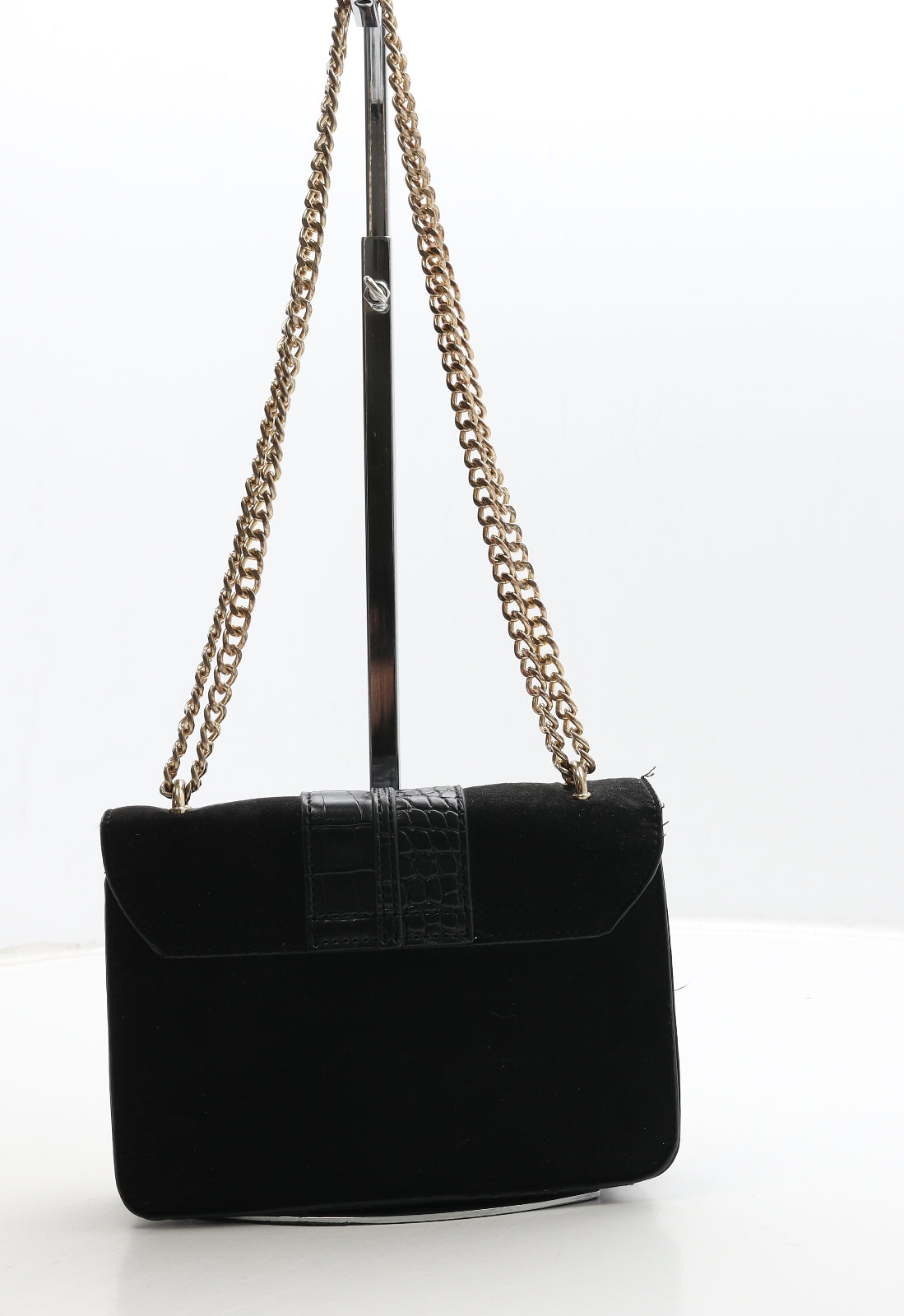 New Look Womens Black Polyurethane Shoulder Bag Size Small - Croc Texture