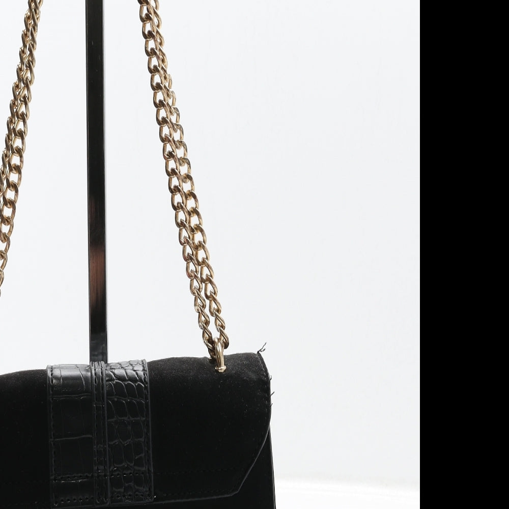 New Look Womens Black Polyurethane Shoulder Bag Size Small - Croc Texture