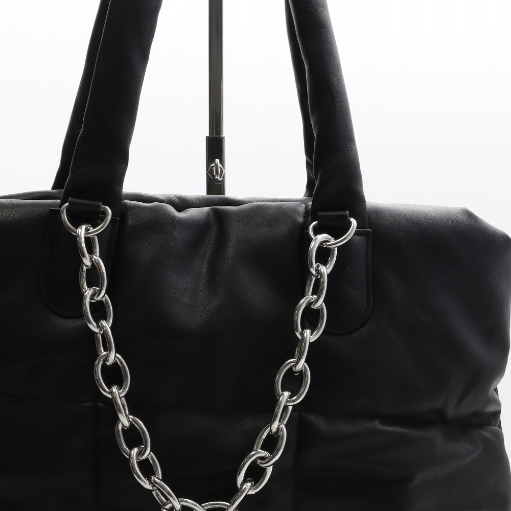 Primark Womens Black PVC Top Handle Bag Size Large - Chain Detail