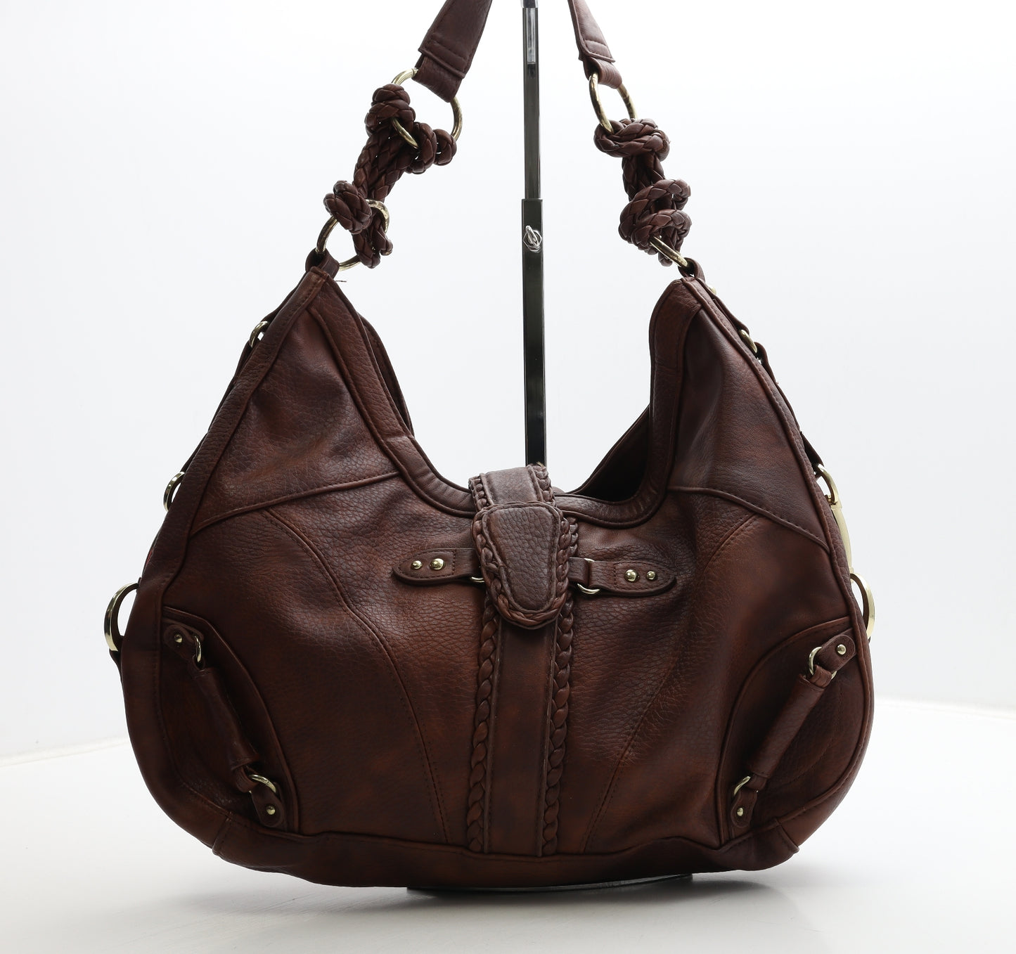 W Collection Womens Brown Leather Shoulder Bag Size Large