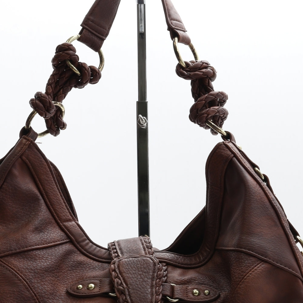 W Collection Womens Brown Leather Shoulder Bag Size Large