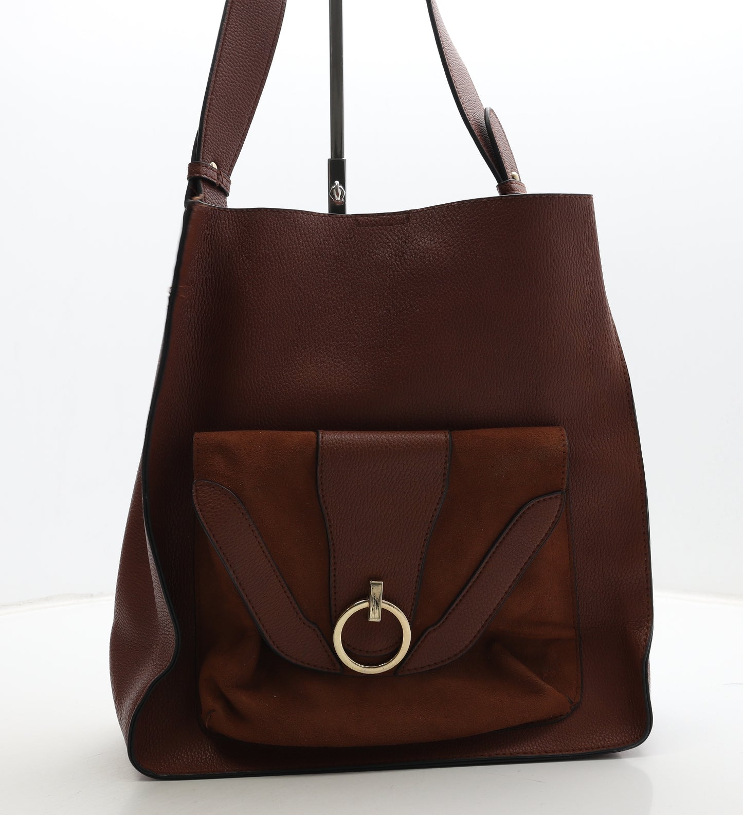 Primark Womens Brown Polyurethane Shoulder Bag Size Large