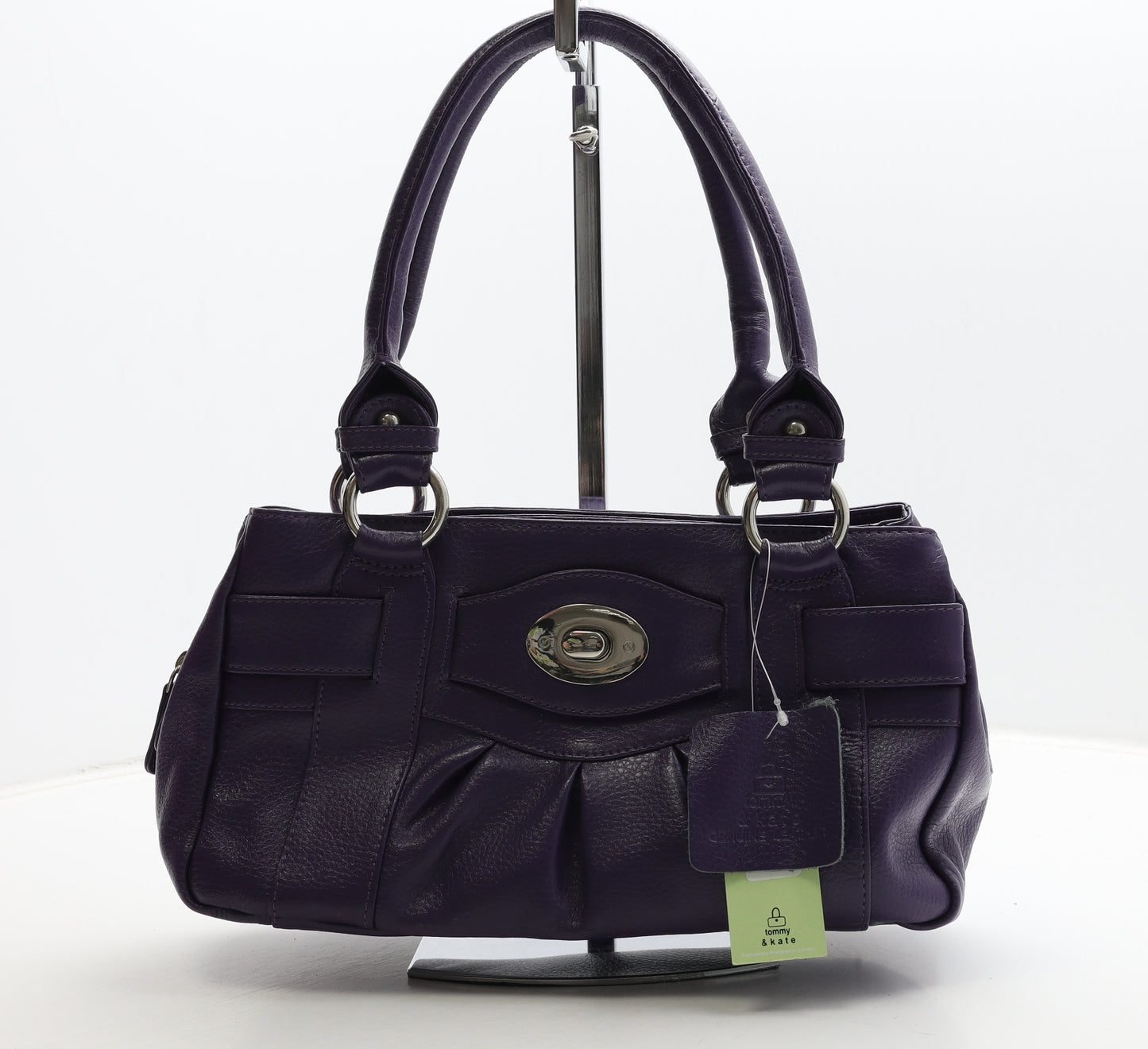 Tommy & Kate Womens Purple Leather Top Handle Bag Size Small