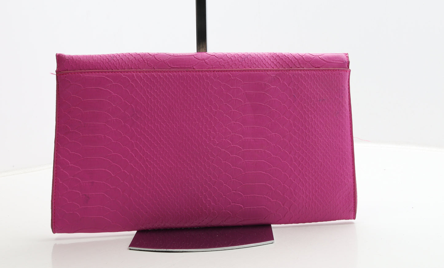 New Look Womens Hot Pink Polyester Clutch Size Medium - Croc Texture